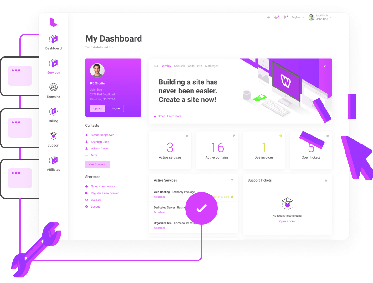 Shared Hosting - Super easy control panel to manage all your services